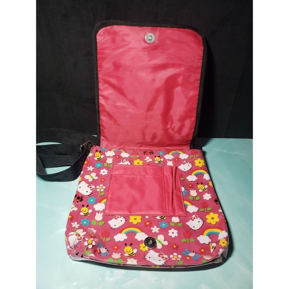 Hello Kitty Sanrio Girls Crossbody Messenger Bag Pink Rainbow GUC Strap - Picture 4 of 11